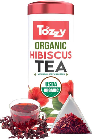 Tozzy Usda Organic Hibiscus Tea Bags | 3G X 42 Count (Large Pyramid Tea Bags) | Rich Concentration | Pure Plant-Based Ingredient