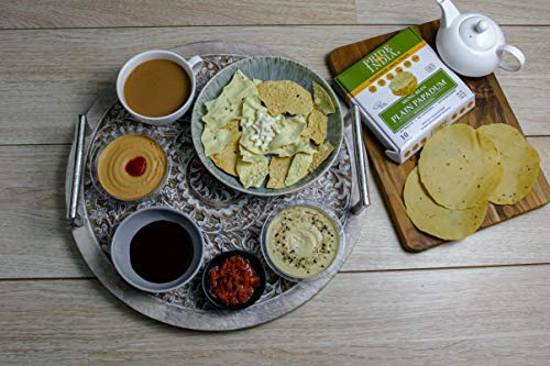 Pride Of India - Mung Bean Plain Papadum Lentil Crisp, Pack of 6-10 count (3.53oz - 100gm) - Protein Fiber & Iron Rich, Gluten-F