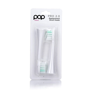 Pop Sonic Replacement Toothbrush Heads (Pack Of 2) - Toothbrush Head W/Super Soft Dupont Tynex Nylon Bristles (Pro 2.0 Sonic)