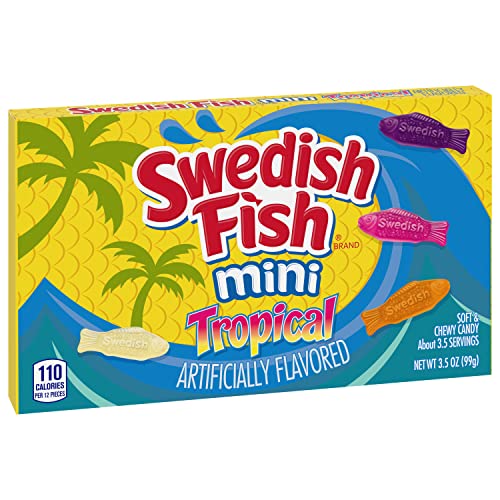 Swedish Fish Mini Tropical Soft & Chewy Candy, Bulk Candy, 12 - 3.5 Oz Boxes