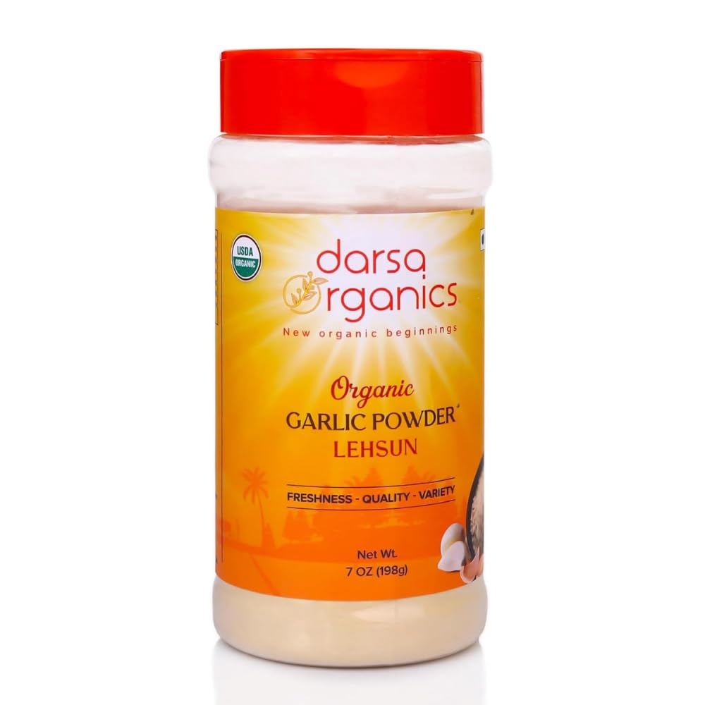 Darsa Organics Garlic Powder 7 oz - Lehsun Powder, Garlic Powder Organic, Aromatic Garlic Powder Seasoning for Cooking, Curries,