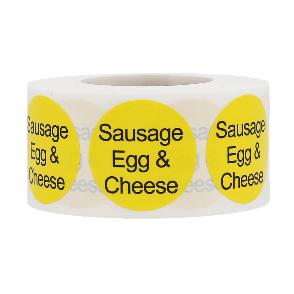 InStockLabels.com Sausage, Egg & Cheese Deli Labels 1 Inch Round Stickers, Paper, Model T03-08, 500 Total Stickers