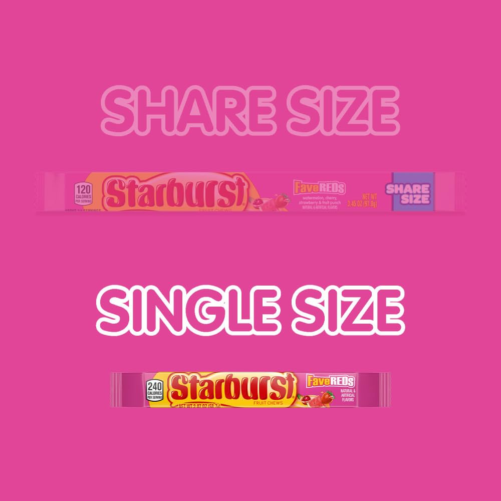 Starburst Favereds Chewy Candy Bulk Pack, Full Size, 2.07 Oz, (Pack Of 24)