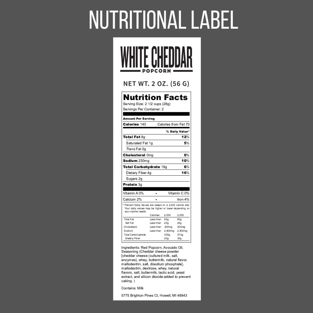 Pop Daddy White Cheddar, 2 Oz Healthy Gluten Free Hand Seasoned Gourmet Flavored Popcorn Snacks, 15 Pack