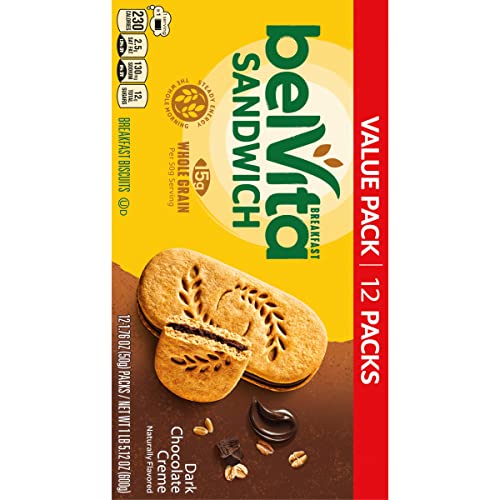 belVita Sandwich Dark chocolate creme Breakfast Biscuits 12 Packs (2 Sandwiches Per Pack)
