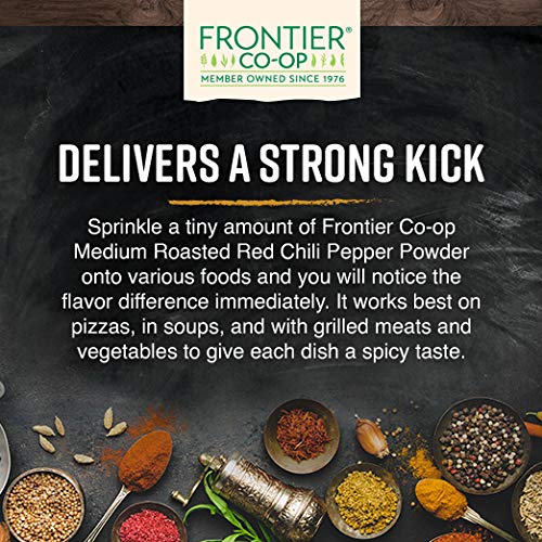 Frontier Co-op Organic Chili Powder, 1 lb Bulk Bag - Medium Roasted Red Chili Powder - Kosher, Non-Irradiated - Ground Capsicum