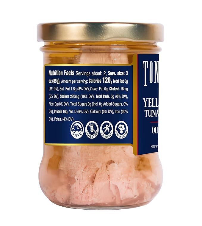 Tonnino Yellowfin Tuna in Olive Oil, Gluten-Free, 1.12 Ounce (Pack of 6)