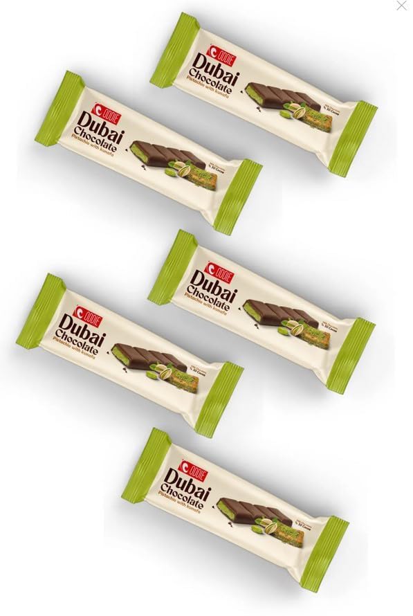 Mini Dubai Chocolate (Pack Of 6) Kunafa Pistachio Bar- 27Gr Total 0.35 Pounds.-, Perfect For Gifting, Fresh Daily Production 6 P
