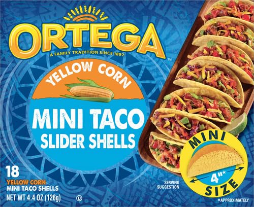 Ortega Mini Taco Slider Shells, Yellow Corn, 4.4 Ounce, 18 Shells