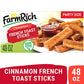 Farm Rich Cinnamon French Toast Sticks Sprinkled With Cinnamon, Easy Breakfast, 48 oz