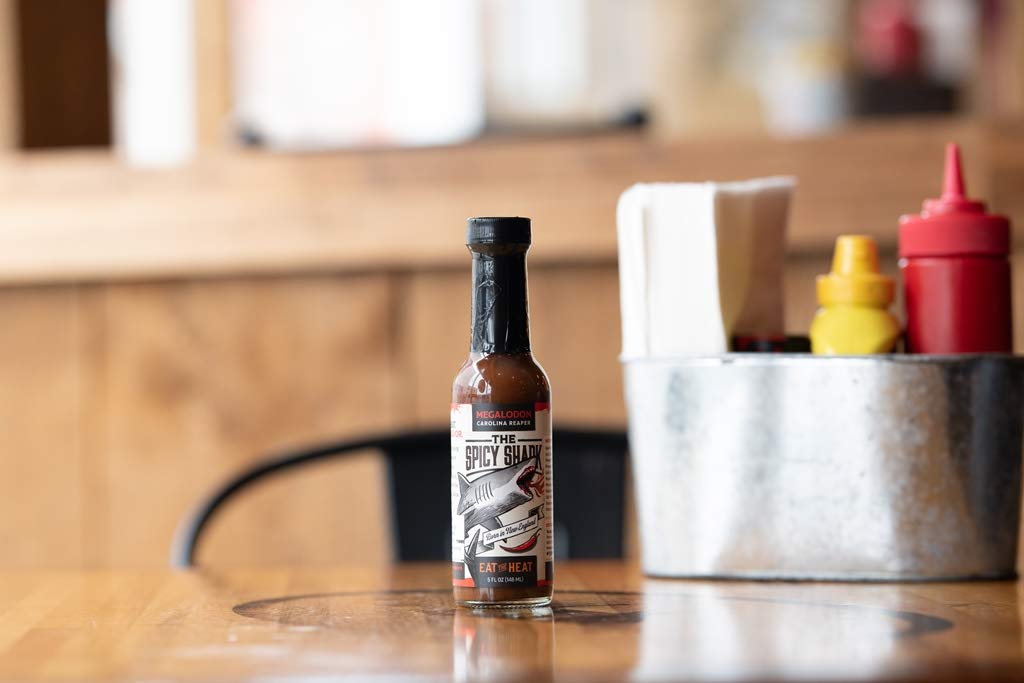 The Spicy Shark Megalodon Carolina Reaper Hot Sauce, Vegan & Gluten-Free, 5 Fl Oz