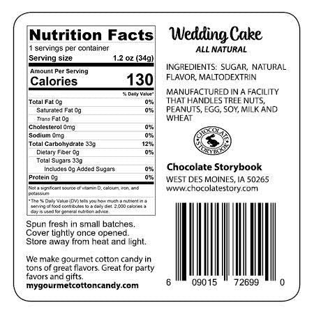 CHOCOLATE STORYBOOK Wedding Cake Cotton Candy - Gourmet Flavored Treat, 2 Pack, 1.2 Ounce
