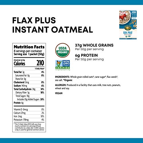 Nature 'S Path Organic Flax Plus Oatmeal, 14 Oz (Pack Of 6), Non-Gmo