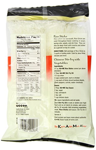 Ka-Me Noodles  Rice Sticks (Vermicelli)  8 Ounce (Pack of 8)