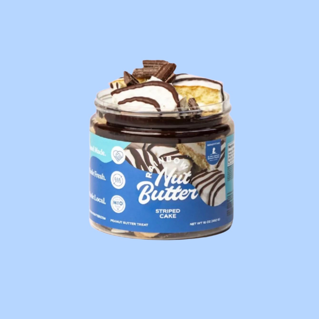 Rainbow Nut Butter, Striped Cake Peanut Butter, Spread, Treat, Snack, Dessert, High Protein Flavored Nut Butter, (16 Oz Jar).
