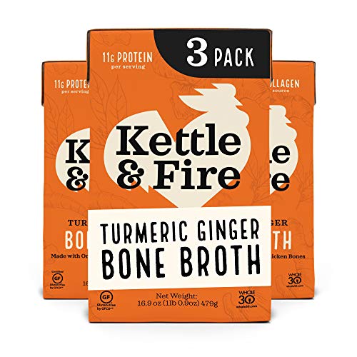 Kettle & Fire Chicken Bone Broth, Keto & Paleo, Gluten Free, High Protein, 16.9 Fl Oz (Pack of 3)