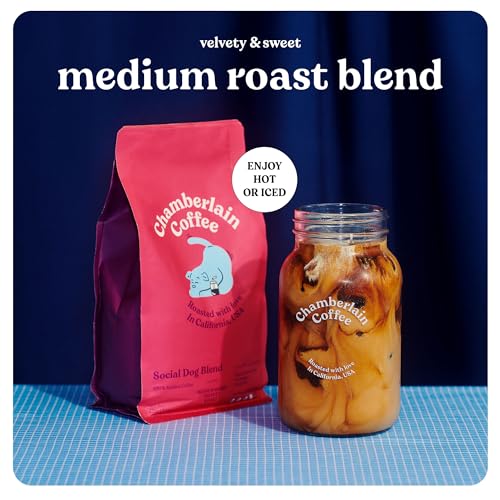 Chamberlain Coffee Social Dog Blend, Full Bodied Organic Coffee With Complex Yet Smooth Notes Of Milk Chocolate, Roasted Peanuts, Brown Sugar, Graham Cracker, Fresh Ground 12Oz