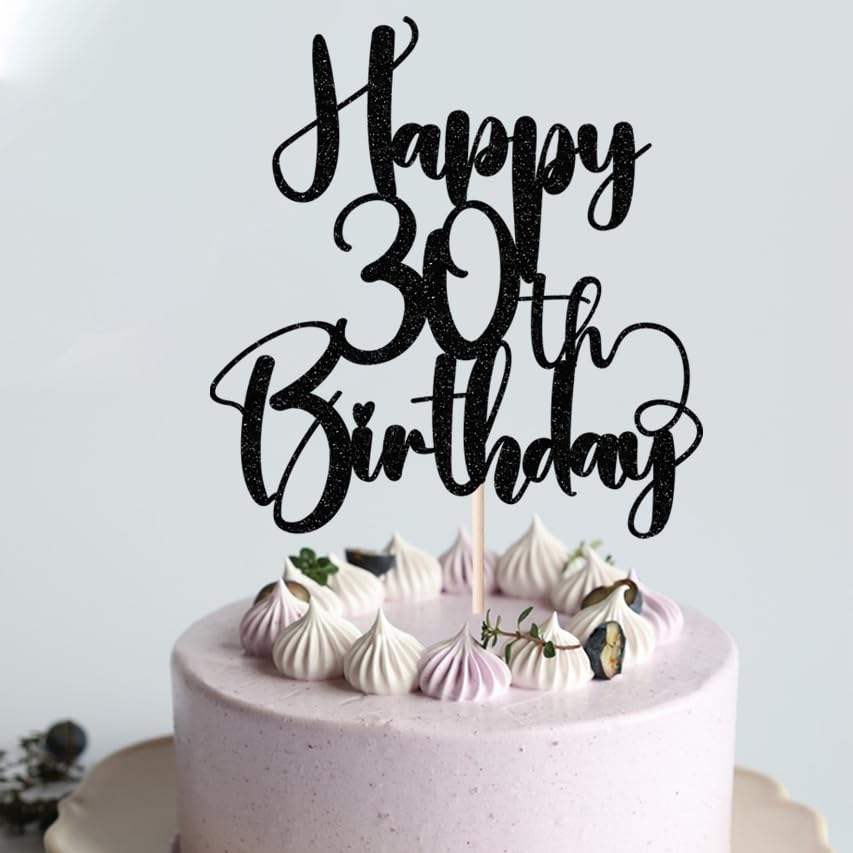 Dcokska Happy Birthday 30Th Cake Topper,Men/Women 30Th Birthday,30Th Anniversary Party Cake Topper Decorations/Dinner Party Deco