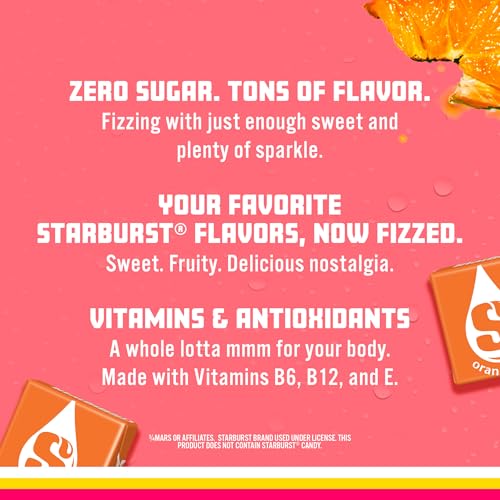 Sparkling Ice STARBURST Orange, Zero Sugar Flavored Sparkling Water, with Vitamins and Antioxidants, Low Calorie Beverage, 17 fl