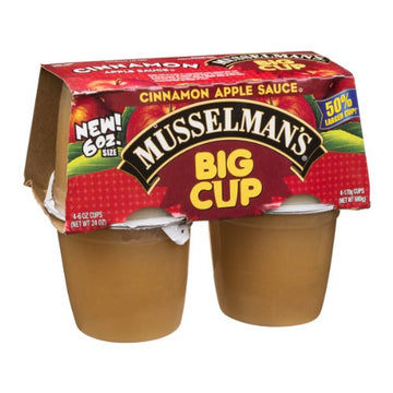 Musselmans Apple Sauce Big Cup Cinnamon - 4 CT