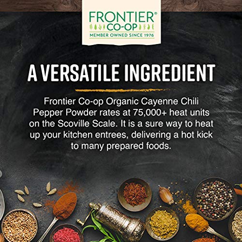 Frontier Co-Op Organic Ground Cayenne Chili Peppers, 50,000 Hu, Certified Organic, Kosher