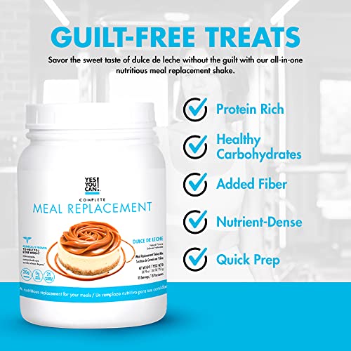Yes You Can! Complete Meal Replacement Shake - 15 Servings, 20g Protein, 0g Added Sugars, Dulce De Leche Flavor