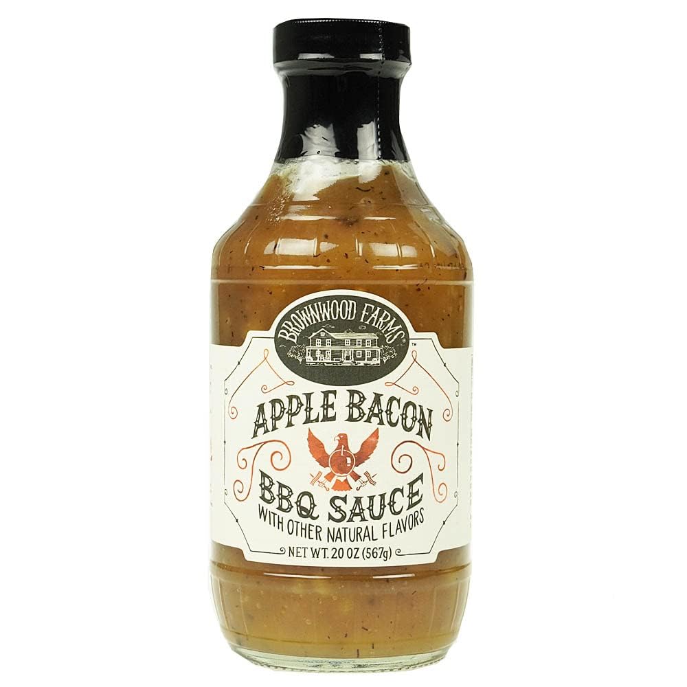 Brownwood Farms BBQ Sauce, Sweet & Tangy, 20 Ounce, Apple Bacon, Made in Small Batches, Great on Fries, Meatloaf, Burgers