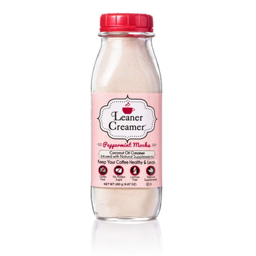 Leaner Creamer Non-Dairy Sugar Free Coffee Creamer Powder. Perfect Coconut Oil Non-Dairy Powder To Naturally Cream And Sweeten Coffee, Smoothies, Protein Shakes & More! Ideal Flavoring For All Diets 9.87 Oz Pouch Peppermint Mocha