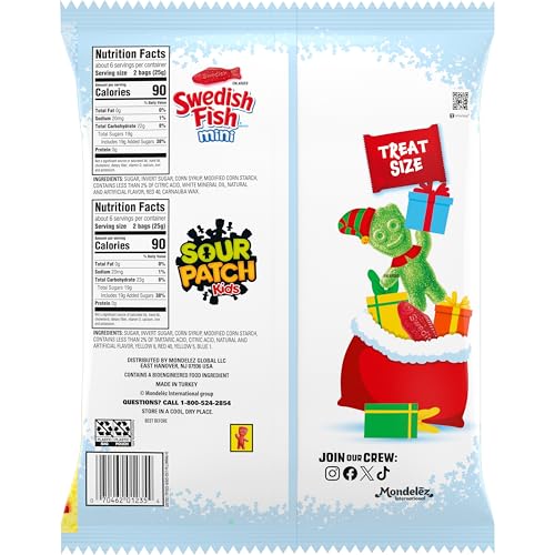 SOUR PATCH KIDS and SWEDISH FISH Mini Holiday Candy Variety Pack  22 Snack Packs