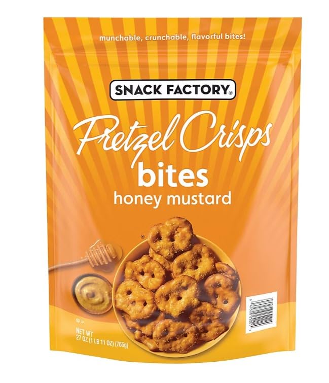 Snack Factory Pretzel Crisps Bites Honey Mustard - 27 Ounce Pack of 2