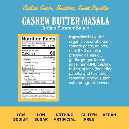 Brooklyn Delhi Golden Coconut Curry - Indian Simmer Sauce with Turmeric  Ginger  Lemon  & Coriander - 12 Ounces - Mild Enough for a kid  Flavorful Enough for a Foodie - Vegan - No Artificial Additives (1 Pack  Butter Chicken)