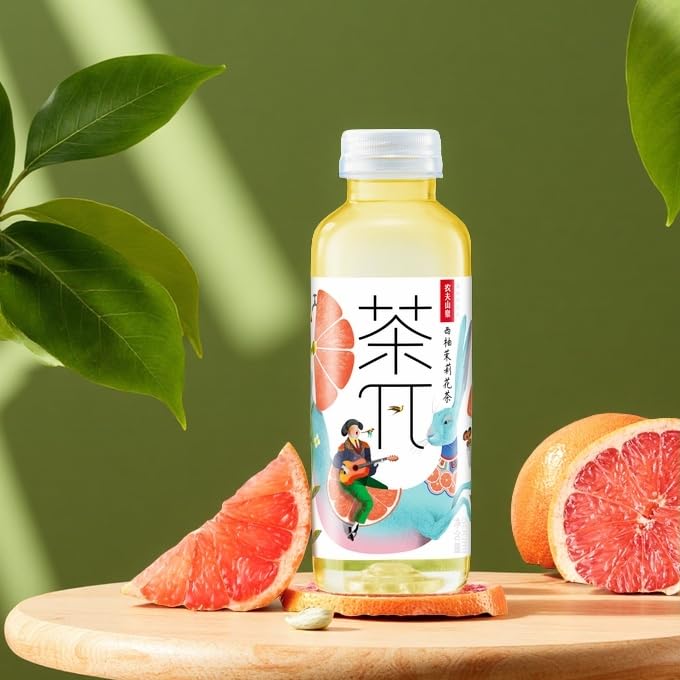 Tea Pi Iced Tea - Jasmine Green Tea, Grapefruit Sweet Iced Fruit Tea Bottles, Real Juice, -16.9 Fl Oz, 500Ml, 15 Pack