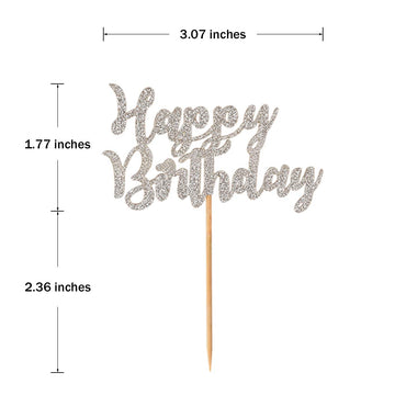 Donoter 24 Pcs Glitter Happy Birthday Cupcake Toppers Cake Picks For Birthday Party Decoration Supplies