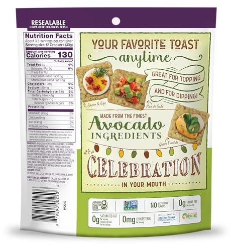 Crunchmaster Avocado Toast Guacamole Crunchy, Baked Rice Crackers, Vegan Friendly, Kosher, Gluten Free & Non-GMO, 3.54 Ounce (Pa