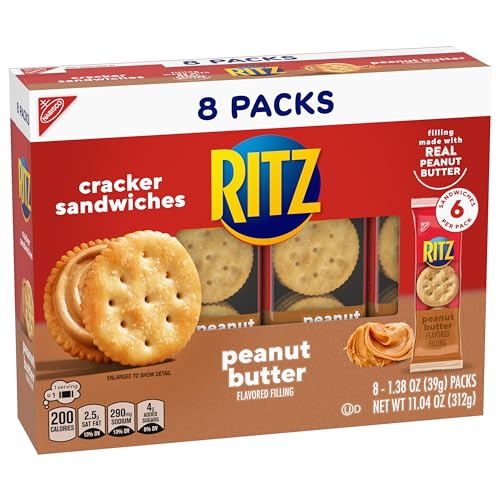RITZ Peanut Butter Sandwich Crackers, 48 Snack Packs (6 Boxes, 6 Crackers Per Pack)