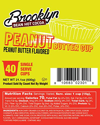 Brooklyn Beans Peanut Butter Chocolate Hot Cocoa Pods  Compatible with 2.0 K-Cup malt-inspired  40 Count