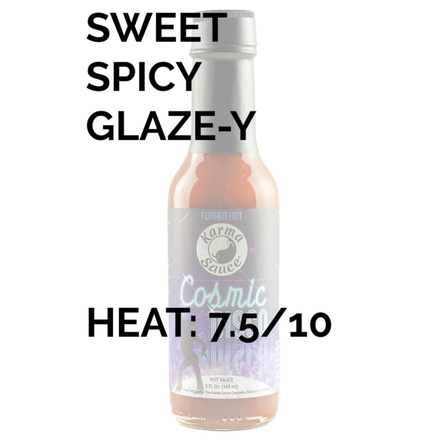 Cosmic Disco by Karma Sauce  Medium-Heat Hot Sauce With Flavors of Ghost Pepper  Jalapenos & Garlic  Made With All Natural Ingredients  5 fl oz Bottle (1-Pack)