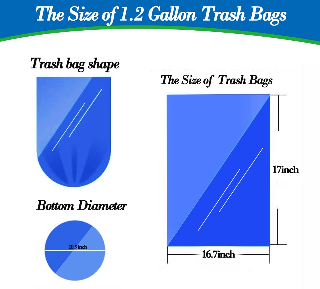 1.2 Gallon Trash Can Liners,300Counts,Small Grey Garbage Bags,Extra Strong 1 2 Gal Trash Bag,Fit 4.5-6 Liters Trash Bin Liners F