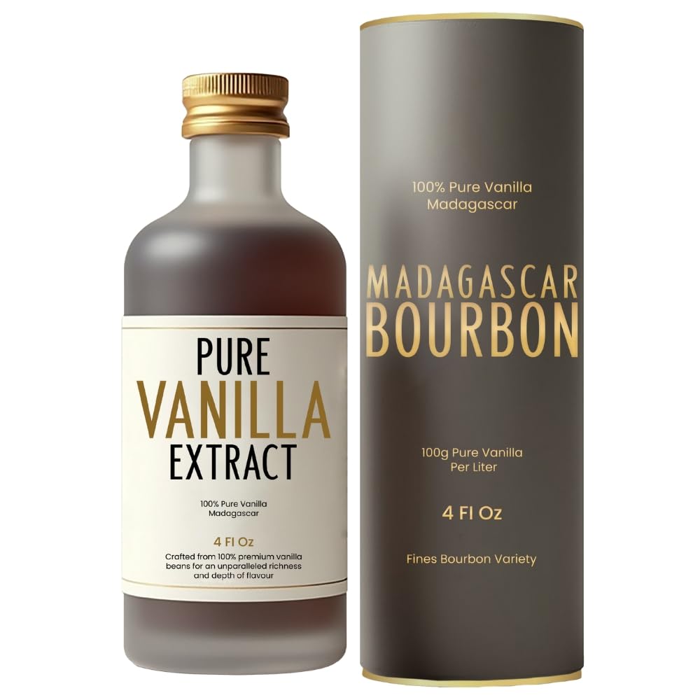 BRBON Pure Vanilla Extract - Madagascar Bourbon Vanilla Beans - 4 oz Bottle - Non-GMO, Gluten-Free, Vegan, Kosher