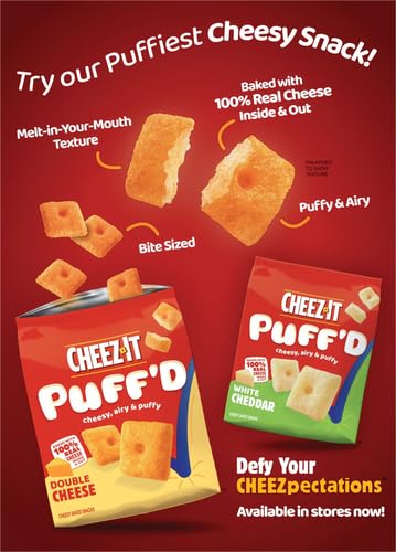 Cheez-It Cheese Crackers, Baked Snack Crackers, Lunch Snacks, Family Size, Extra Cheesy, 21oz Box (1 Box) (Pack of 2)