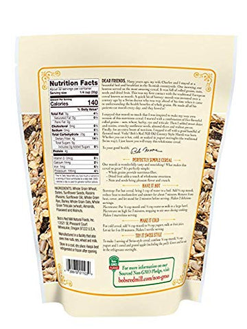 Bobs Red Mill Old Country Style Muesli 18 oz (Two Pack) - Whole Grain Hot or Cold Breakfast Cereal - 2 Pack Muesli (18 oz bags,