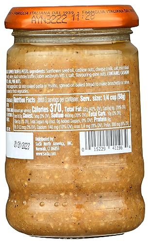 Sacla Pesto With Black Summer Truffle Pasta Sauce, Vegan, 6.7 Ounces (Pack Of 6)
