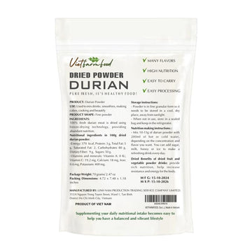 Durian Powder 2.47 Oz (70G) Vietfarmfood: Freeze-Dried Extracted From 100% Pure, Sugar-Free. Used To Mix Mixed Drinks Fresh Frui