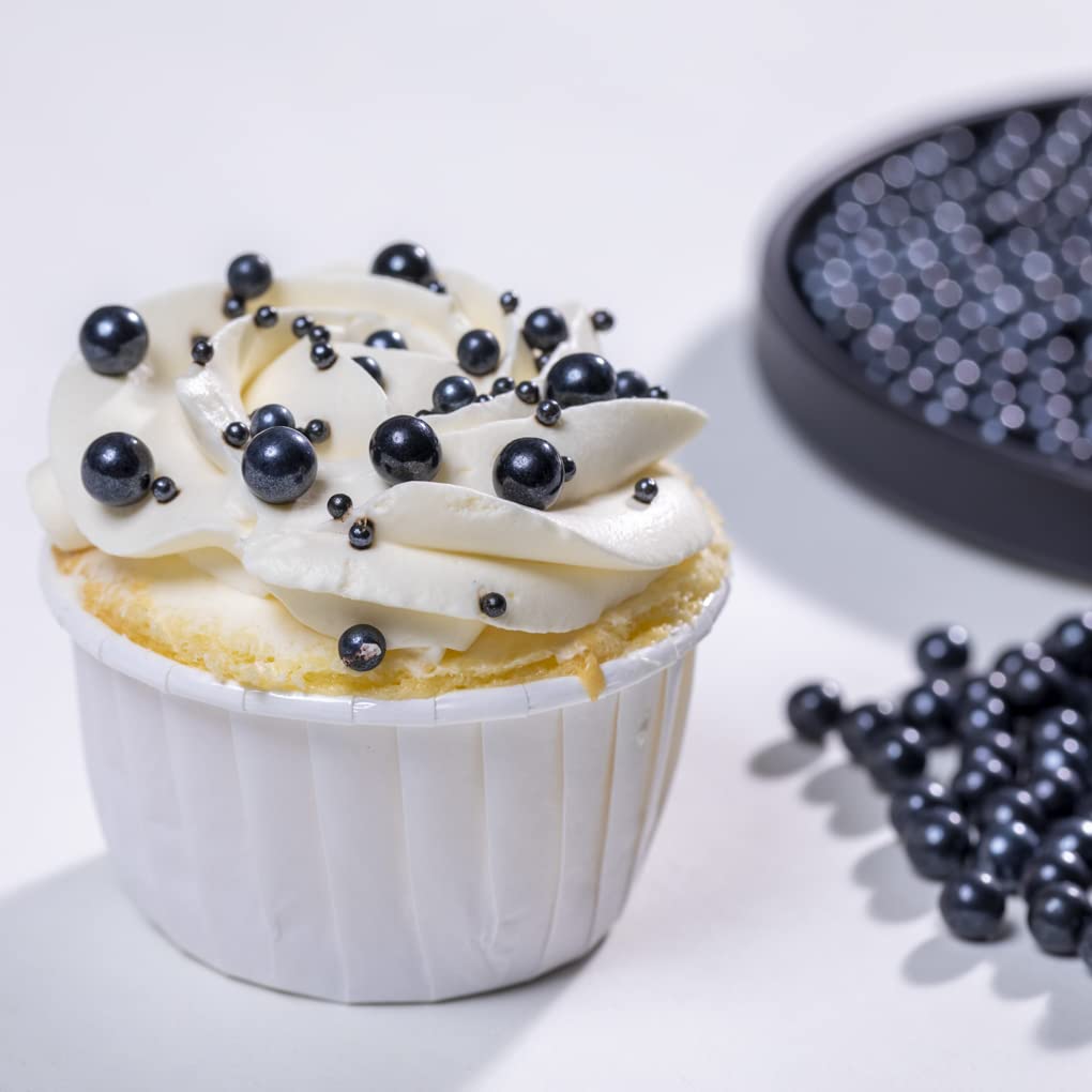 Black Sprinkles Edible Pearls,Cake Sprinkles130g 4.6OZ,Cookie Sprinkles,Sugar Pearl, Edible Candy Pearls for Cake Cupcake Decora