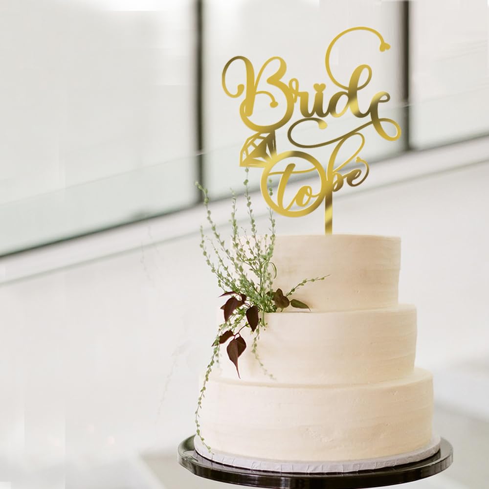 Qertesl Bride To Be Cake Topper - With Glitter Ring Bridal Shower Cake Pick Decorations,Wedding Engagement Theme,For Wedding Sho