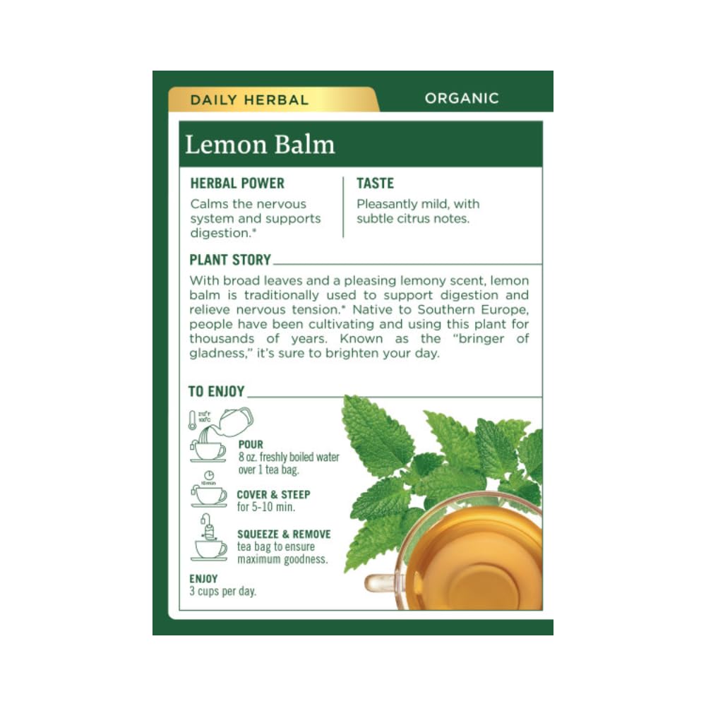 TRADITIONAL MEDICINALS TEA LEMON BALM ORG 16 BG