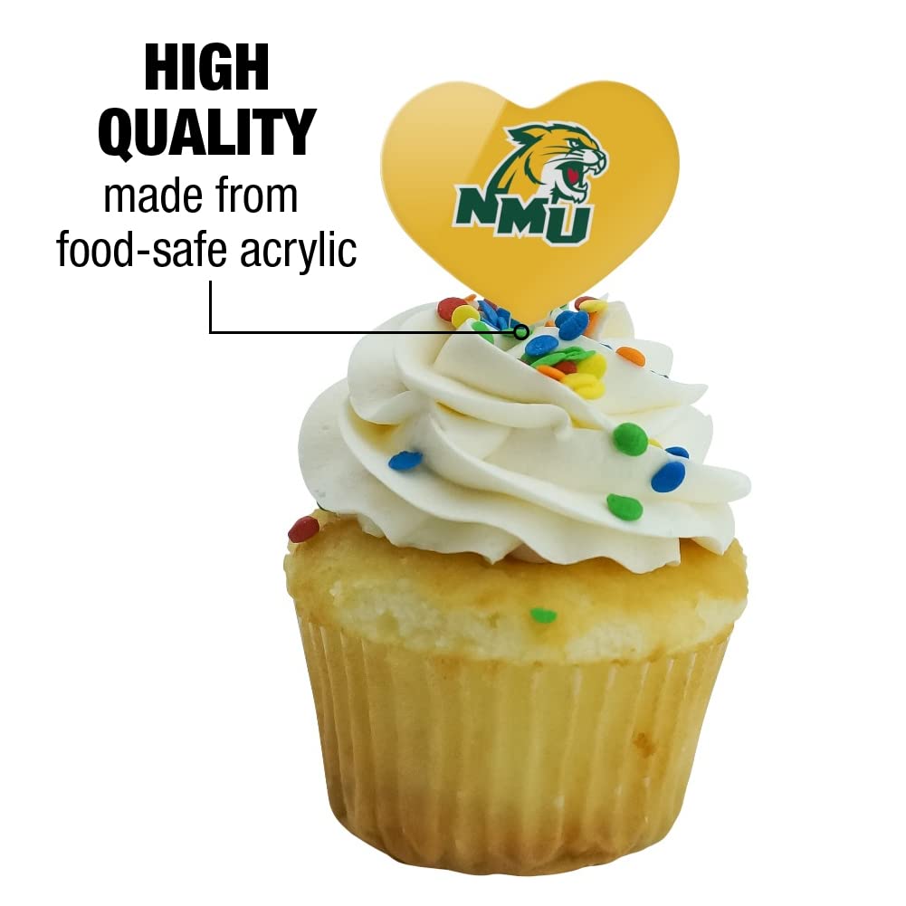 GRAPHICS & MORE Cupcake Picks Set of 6, Acrylic, Northern Michigan University, OneSize, Heart Decoration