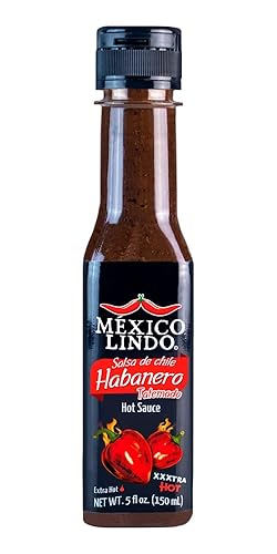 Mexico Lindo Habanero Hot Sauce Xxxtra Hot | 83,200 Scoville Level | Mix Of Habanero, Tatemados & Spices | Perfect For Quesadillas, Soups & Nachos | 5 Fl Oz Bottles (Pack Of 2)