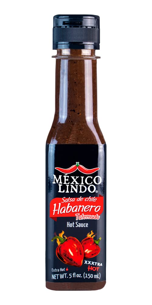 Mexico Lindo Habanero Hot Sauce Xxxtra Hot | 83,200 Scoville Level | Mix Of Habanero, Tatemados & Spices | Perfect For Quesadillas, Soups & Nachos | 5 Fl Oz Bottles (Pack Of 2)