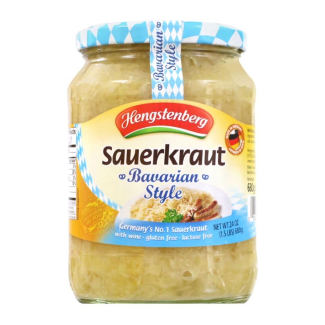 Hengstenberg Sauerkraut, Bavarian Style, 24 Ounce (Pack of 12), Plastic, 1.5 Pound